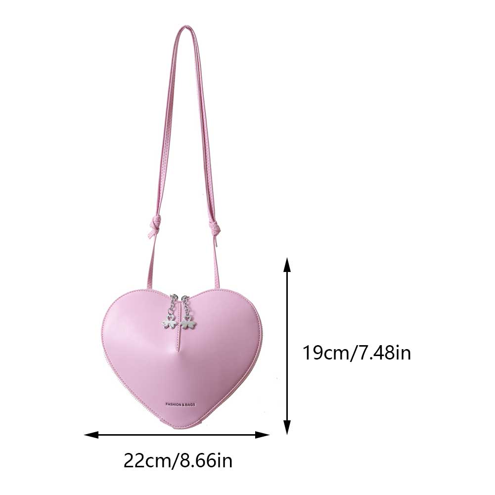 

Жіноча повсякденна сумка-саквояж Одноколірна сумка з поліуретану Маленька сумка на подвійні блискавки Сумка через плече у формі серця для подарунка до Дня святого Валентина рожевий