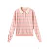 A New Design Striped Polo Neck Knitted Sweater for Women In Autumn and Winter, A Versatile, Slimming and Figure-hugging Long-sleeved Top