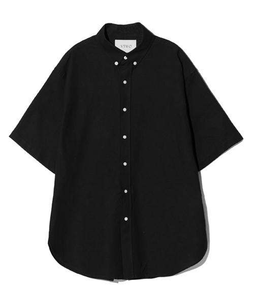V2 Оверсайз Оксфордская Половина Рубашки_Черный Black/M
