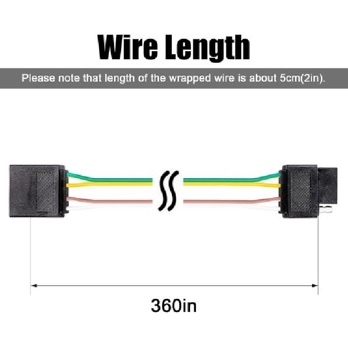 4 Pin Trailer Light Wire Harness Extension 18 Gauge 4-Way Flat Wiring 30 ft.