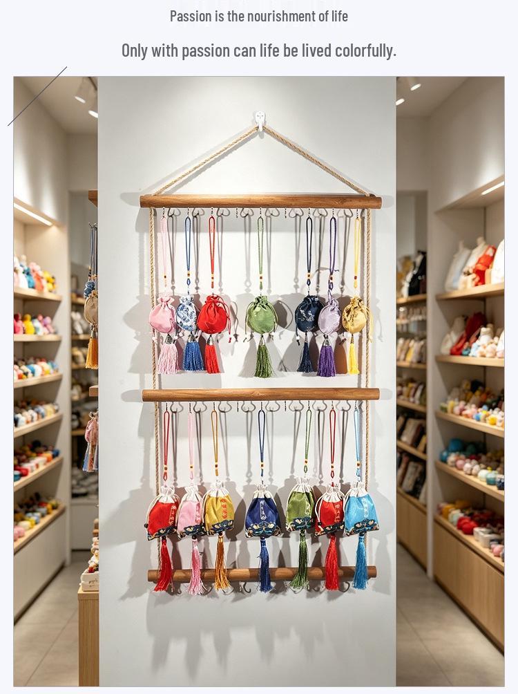 Massivholz Socken- und Schmuck-Displayständer - Wandmontiert, Retro Braun