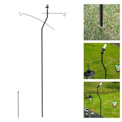 Lightweight Lantern Pole Portable Camping Folding Lamp Hanger Stand Hook for Backpacking