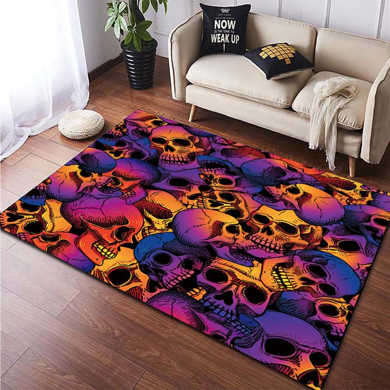Skull Custom Fashion Carpet Doormat Rugs Living Room Area Rug Living Room Games Area Children's Crawling Mat Anime Rug Yoga Mat