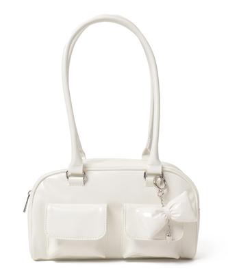 Bolsa Boston WEGO com Decoração Escolar Alça Coreana Tamanho Escolar Pingente Branco, Bolsa, Bolsa, Bolsa, Estilo, Casual, Menina, Bolsa, Presente, Presente, Bolsa,