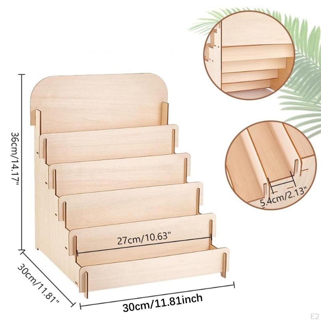 Stojan na karty Držák na vizitky Dřevěná police 5vrstvý Organizér na plakáty pro pohlednice