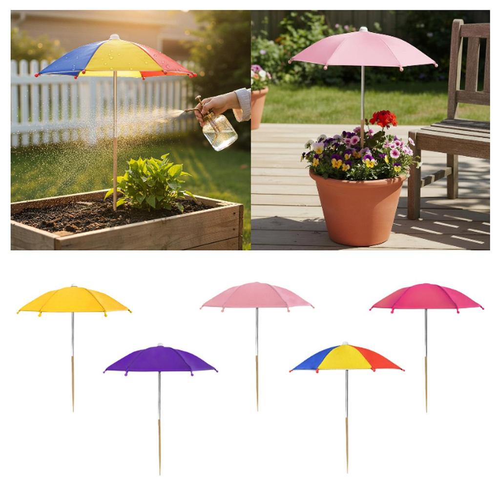 Sun Protection Plant Umbrella Silver Coated Wind Resistant Mini Umbrella for Patio Garden Bed