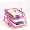 Metal Three-layer File Rack Wire Mesh Desktop Document Rack Durable Desktop Data Tray  Countertop