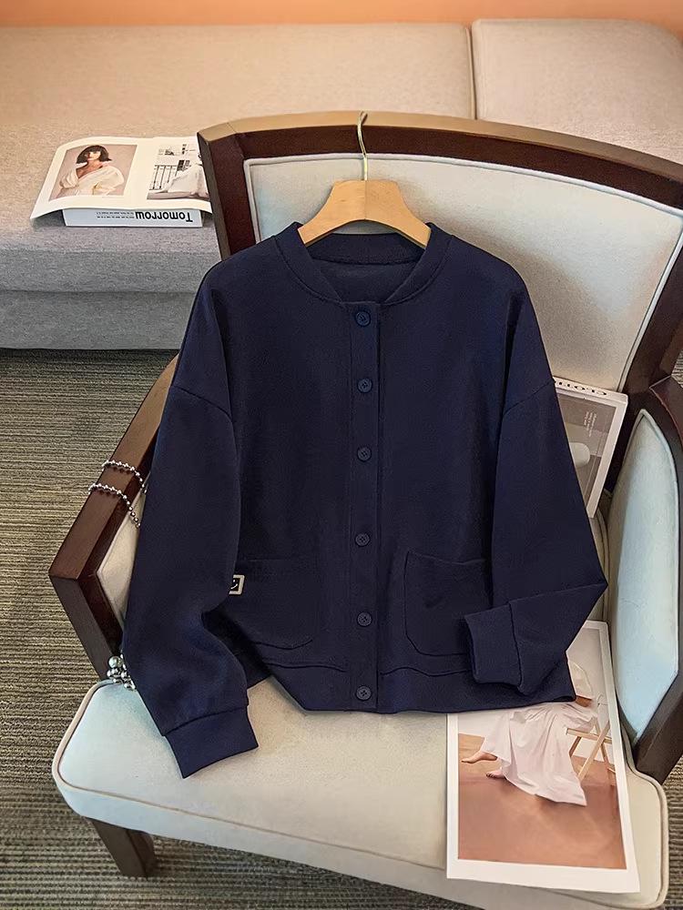 High-Quality Spring Style Women's Plus Size Baseball Jacket - Casual, Slimming, Simple, Versatile, Loose-Fit, Long Sleeve - Up To 300 Jin.