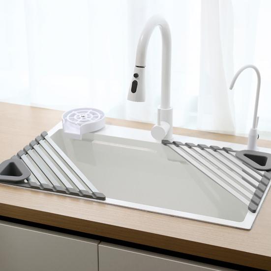Kitchen Sink Water Filter Rack Stable Triangular Structure Strong Load-bearing Multi-purpose Foldable Sink Storage Rack