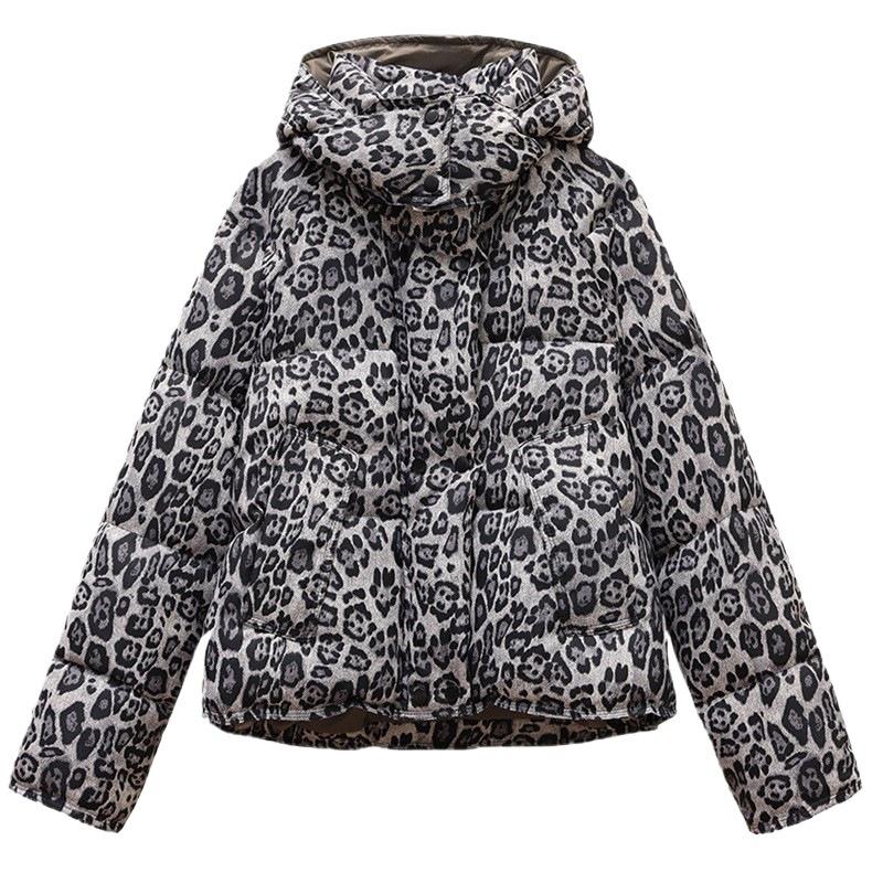 European and American leopard print bread clothes down cotton clothes women's short thickened and loose new winter cotton-padded jackets