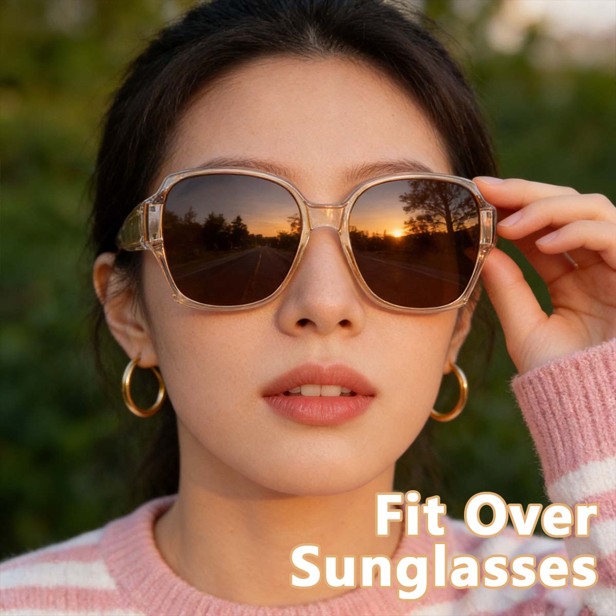 

1PC Fit Over Glasses Sunglasses For Women Men, Oversized Trendy Square Shades For Driving Riding T01