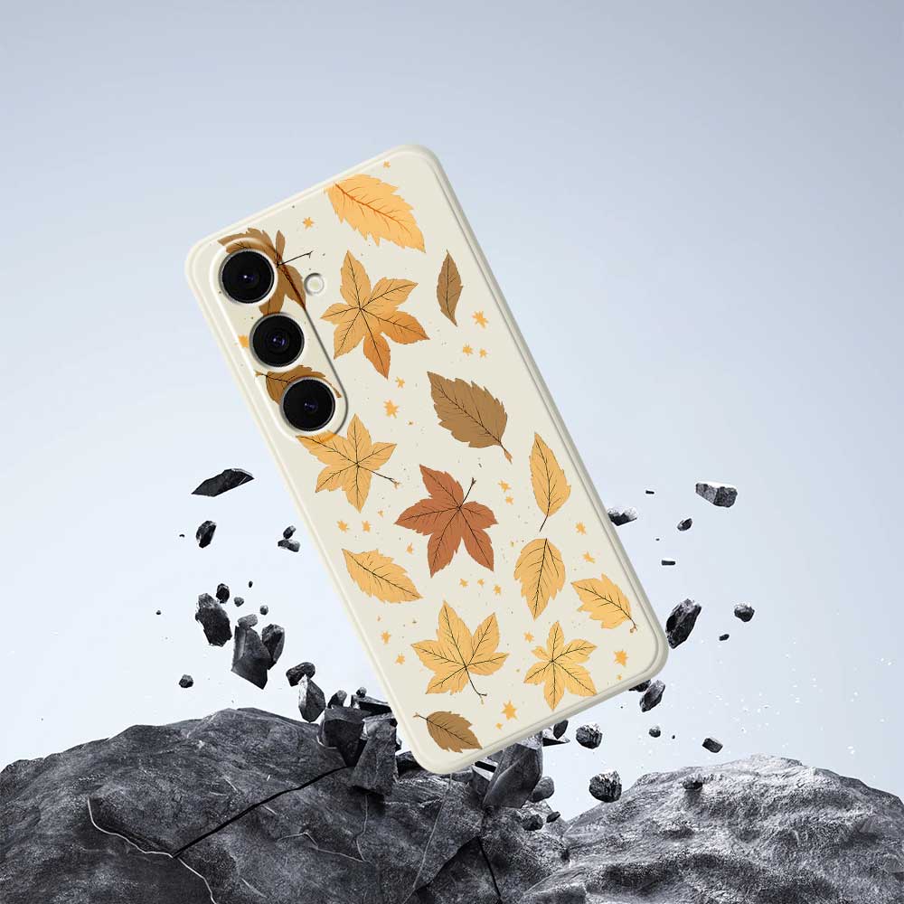 For Samsung Galaxy S24 FE Case Maple Leaves Pattern Printing Straight Edge TPU Phone Back Cover
