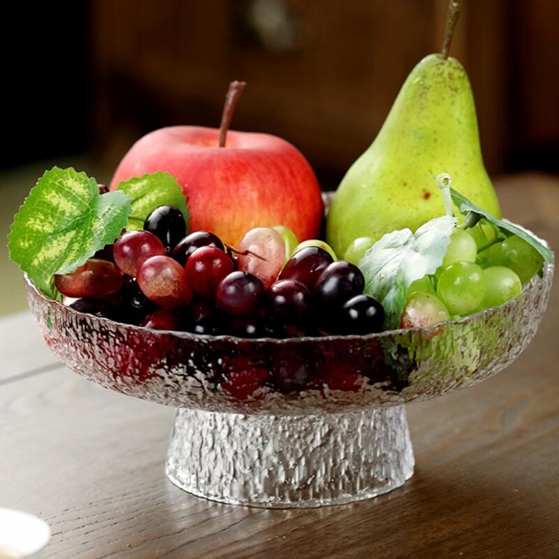 Youde Japanese Style Hammered Glass Fruit Plate Set (Gold Rim)