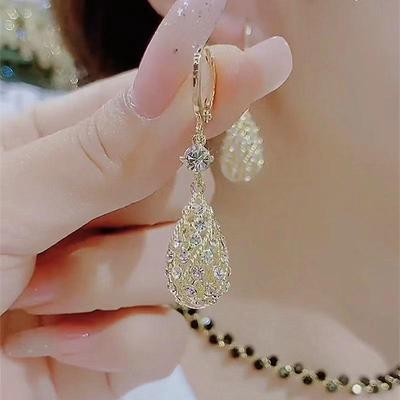 Elegant Light Luxury Teardrop Crystal Earrings - All-Match, High-End Charm