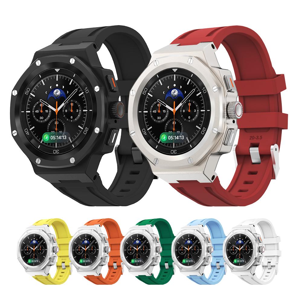 Metal Case Rubber Band For Samsung Watch 8 40mm 44mm 8Classic 46mm Luxury Modification Kit  For Watch 8 Refit Kit Accessories