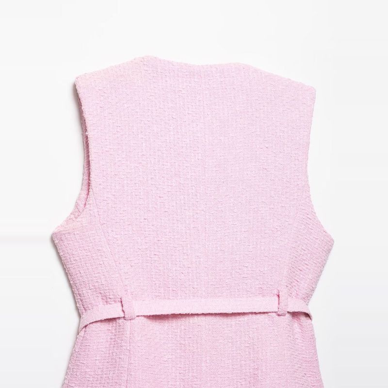 Kaslead New Arrival Women's Clothing Fashion Style Fashion All-Match with Belt Texture Vest 2132091 620