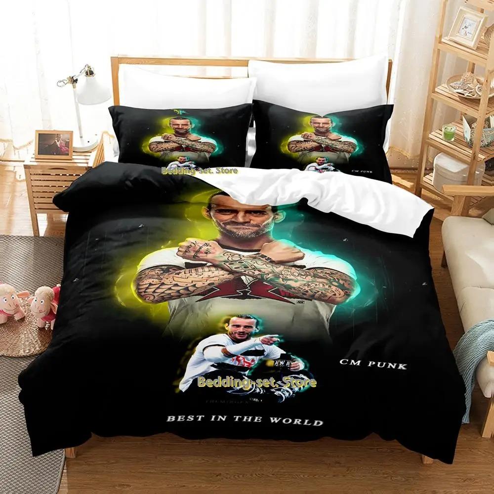 Cm Punk Aew The Best In The World Bedding Set Single Twin Full Queen King Size Bed Set Adult Kid Bedroom Duvetcover Sets