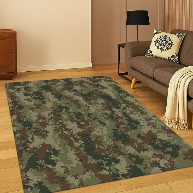 Alfombra de Camuflaje Colorida Militar para Hogar Dormitorio Sala de Estar Sofá Felpudo Decoración de Cocina Área de Juego Alfombrillas Antideslizantes