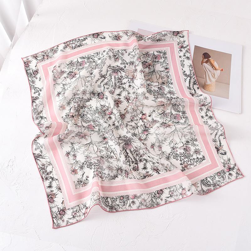 Vine printing spring mulberry silk scarf Korean version versatile foreign fashion silk scarf mulberry silk square scarf