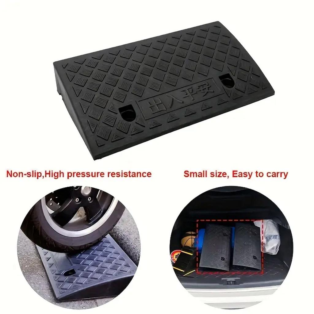 Portable Car Threshold Ramp Plastic Curb Ramp With Textured Surface 13CM Height for Automobile Motorcycle Wheelchair Shockabsorb