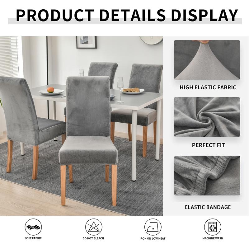 Velvet Chair Slipcovers for Dining Room Stretchy Super Soft Parson Chair Seat Covers Chair Protectors for Party Pet Protection