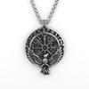 316L Stainless Steel Viking Rune Odin Crow Pendant Necklace For Men Nordic Vintage Jewelry Accessories