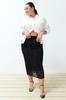 Women's Fashion New Plus Big Size Skirt Black Lace Midi Knitted Skirt