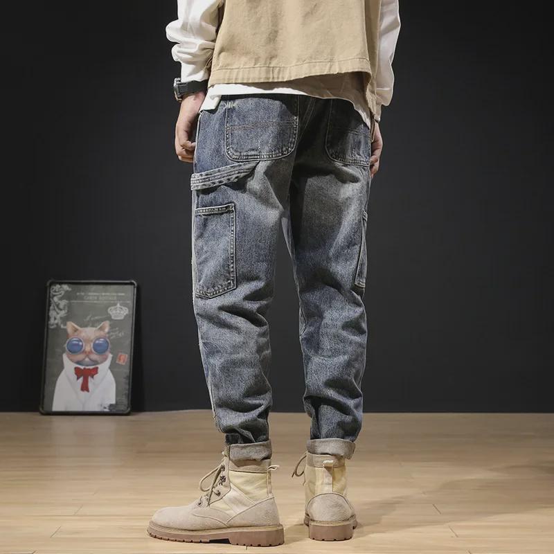 Men's Loose-Fit Straight Workwear Jeans: Trendy Korean-Style Harem Pants for Spring & Autumn