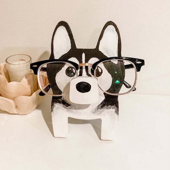 Glasses Display Stand Heavy Duty Wooden Cute 3D Fox Dog Animal Eyewear Reading Eyeglass Show Holder Home Use