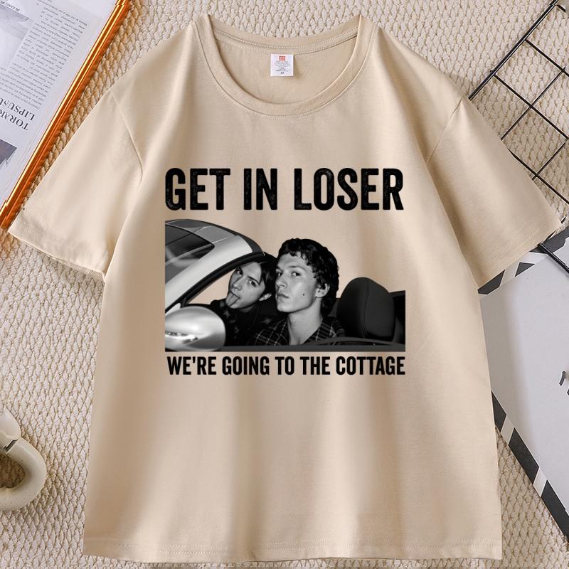 Get in Loser TShirt Casual Short Sleeve Round Neck Tshirt Funny Graphic Tshirts Comfortable Streetwear Clothing Tops
