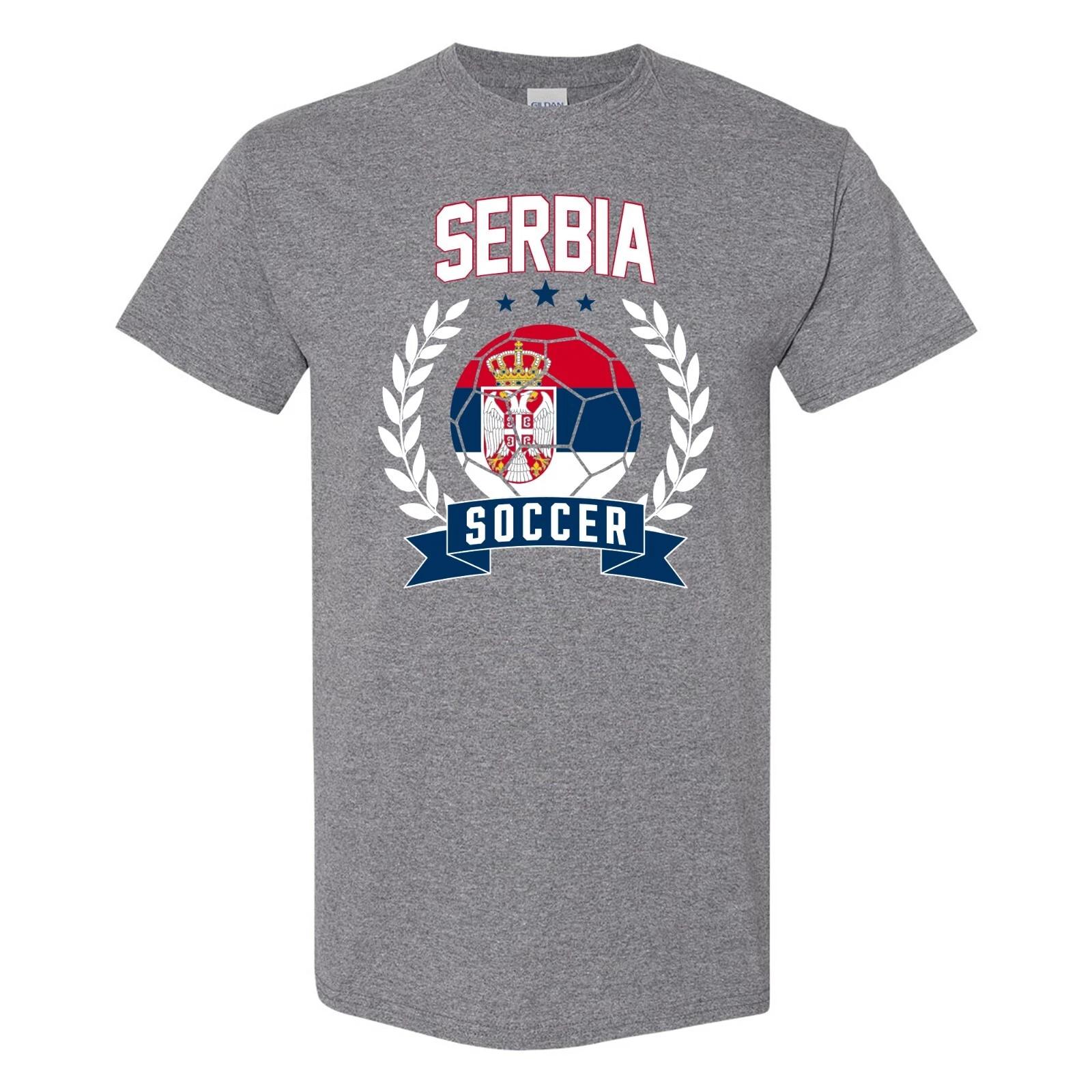 Serbia Soccer Laurel - World Sports T Shirt - Graphite Heather S
