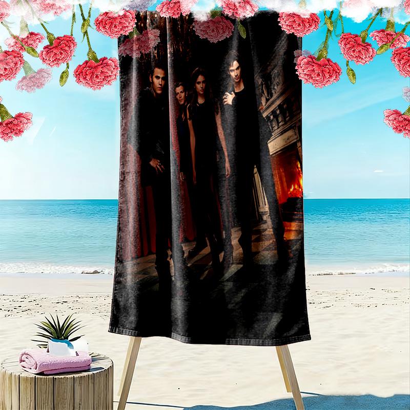 Mondlicht-Geheimnis: Vampire Tales Strandtuch Strandtuch für Urlaubsfotos Outdoor Camping Schwimmen Saugfähiges Badetuch Outdoor Pooltuch