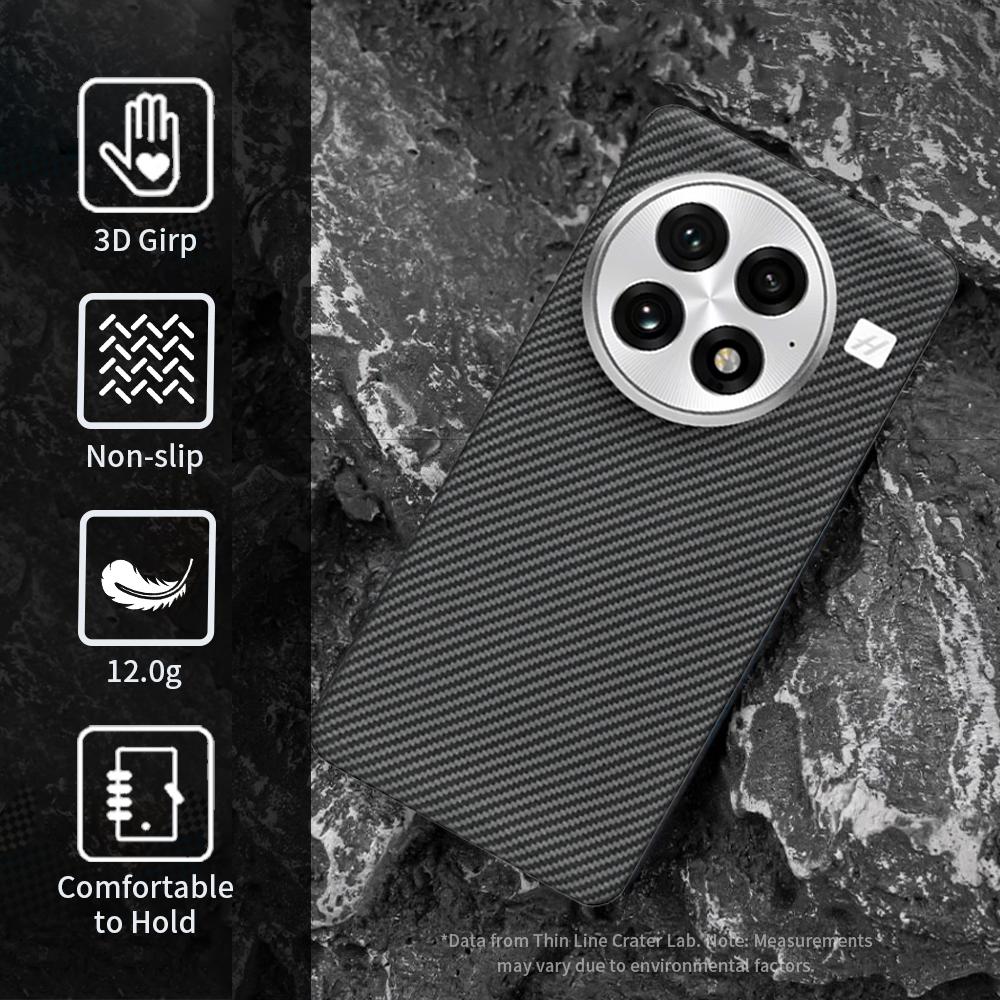 600D Real-thin Carbon Fiber Phone Case for Oneplus 13/13R/OnePlus 13T/13s Case Aramid Fiber Fabric Thinhard Balck Slim Magnetic