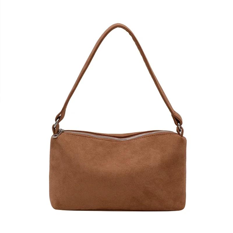 Solid Faux Suede Large Capacity Simple Sweet Shoulder Bags Autumn and Winter 2026 Hot Sale Commute Casual Women's Crossbody Bags