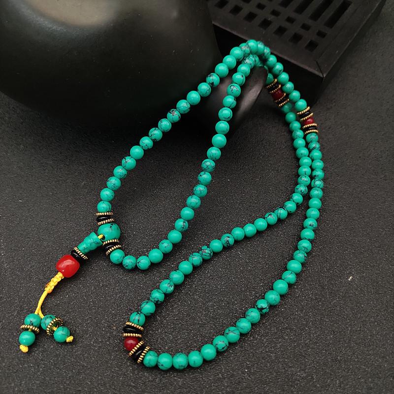 Tibetan Style 108-Bead Turquoise Bracelet - Unisex Tourist Attraction Accessory