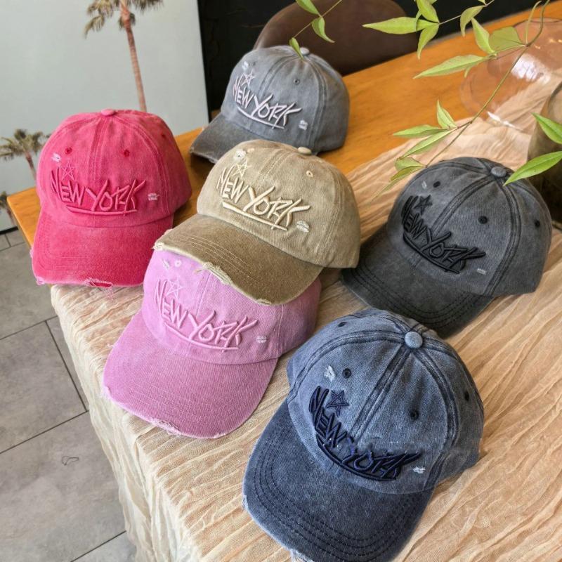 Fashion Letter Embroidery Baseball Cap Retro Washed Shabby Dad Hats Outdoor Cycling Travel Adjustable Sun Hats for Women Men