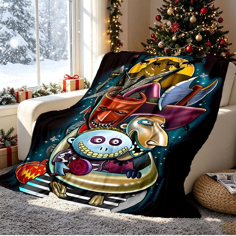 The Nightmare Before Christmas Pattern Blanket for Home Decoration, Bed, Sofa, Car Travel, Camping, Suitable for All Seasons, Birthday Christmas Gift