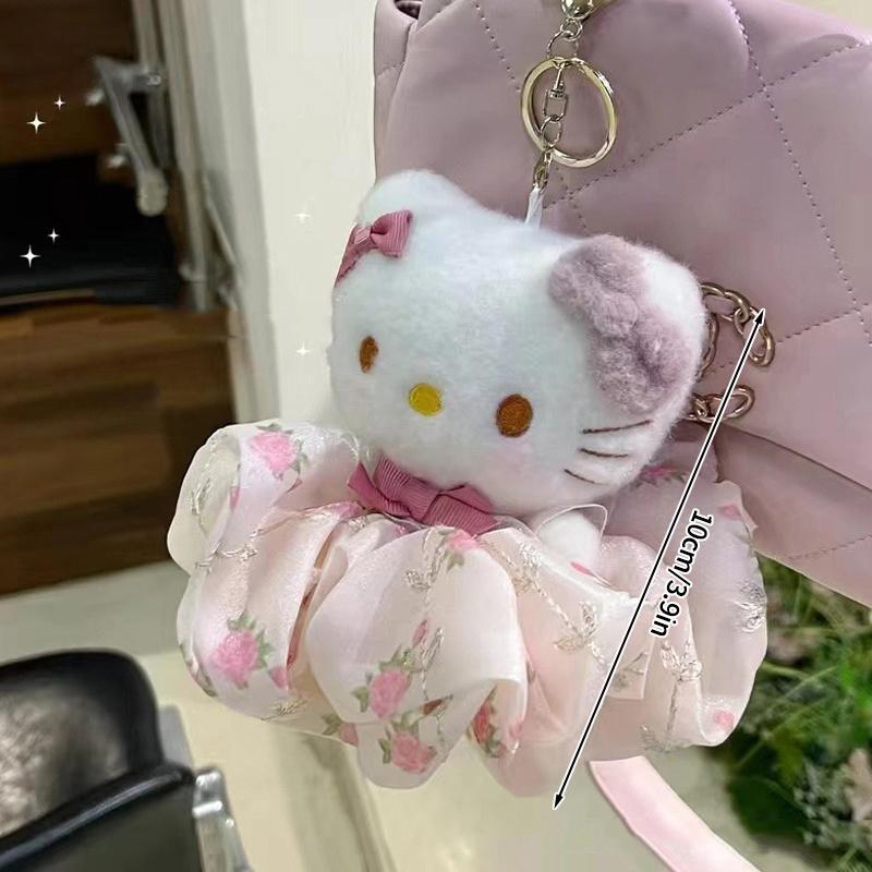 Winter Plush HelloKitty Keychain Scarf Kitty Dress Up Girl Birthday Gift Angel Shaped Kitty Cat Pendant Car Decoration Xmas Gift