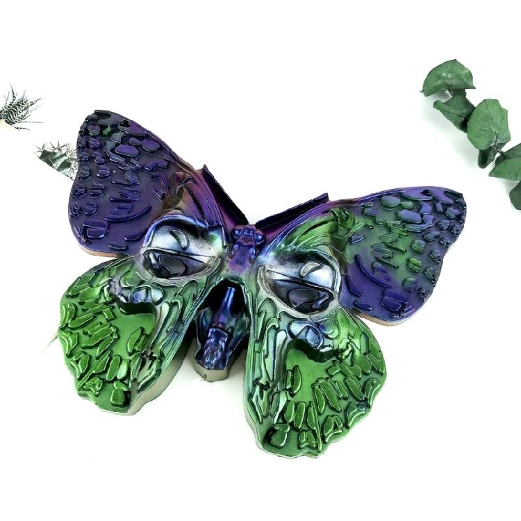 Stereo Butterflies Skull Epoxy Casting Mould for Wall Hanging Decor DIY Crafts