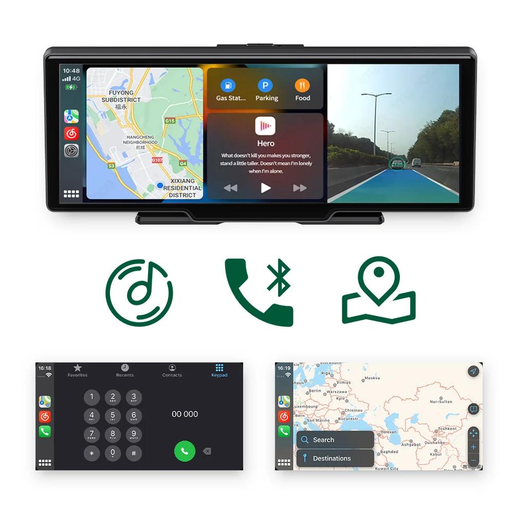 10.26" Dash Cam Rearview Camera Wifi Carplay & Android Auto 2K DVR GPS Navigation Video Recorder Dashboard Dual Len 24H Park AUX