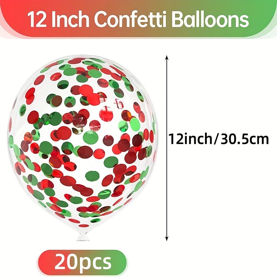 

20Pcs 12Inch Christmas Latex Balloon Set Red and Green Confetti Santa Balloons for Happy New Year Christmas Party Decorations 12inch