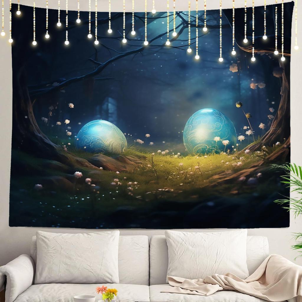 Blue Abstract Stripes Wall Tapestry,Modern Wall Hanging Large Tapestry Decoration Polyester Fiber White Hem Around for Dorm Room