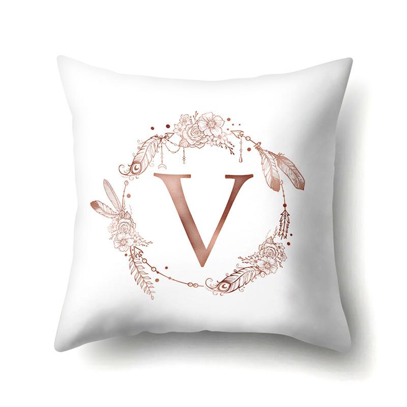 Polyester Pillow Case Home Ins Style Decorative Print Pillow Case 26 English Letter Cushion Cover