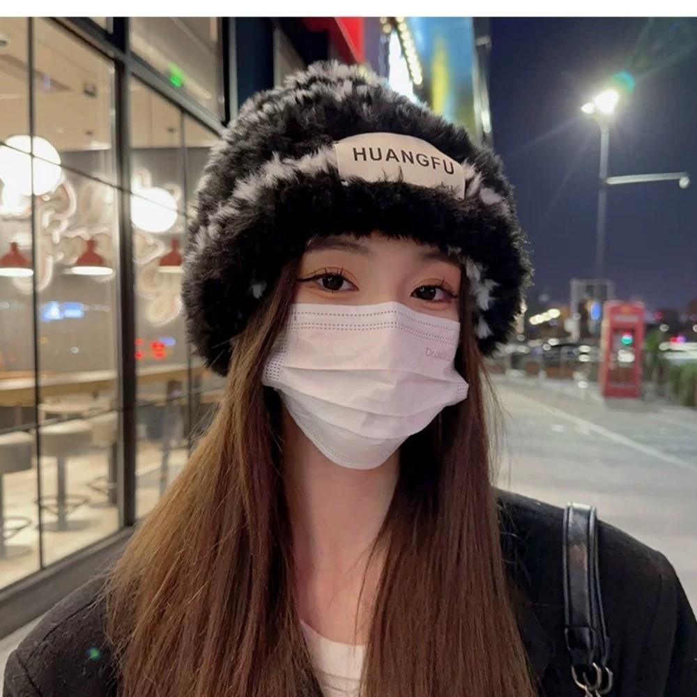 Big Size Pile Hat Wool Stripes Winter Cap New Knitted Hat Women