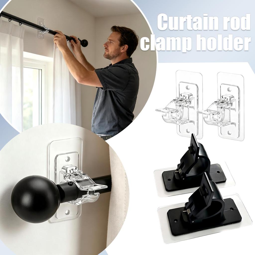 Curtain Rod Clip Holder with Oversized Hook for Curtain Hanging