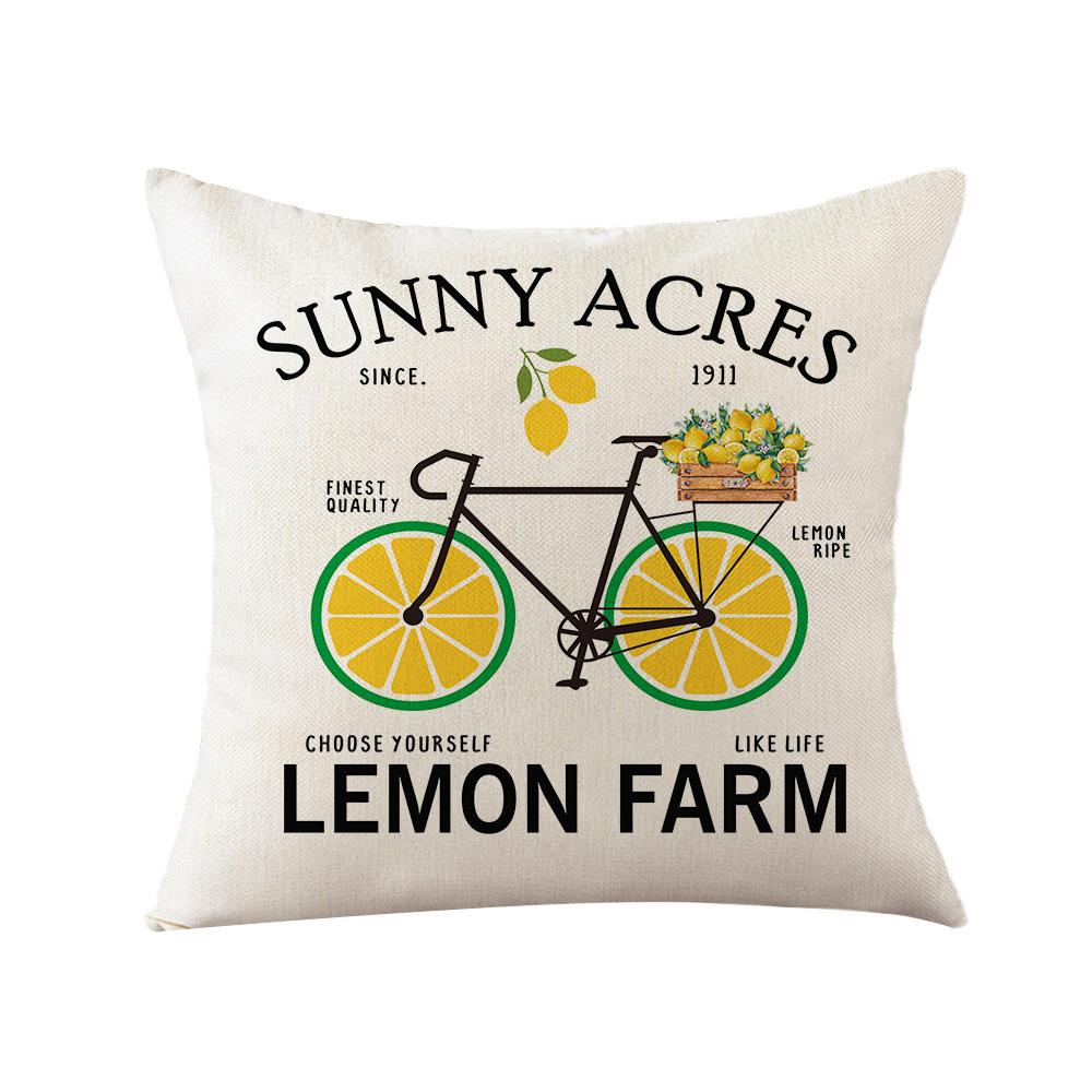 Lemon Print Pillow Cover Nordic Polyester Cartoon Print Home Cushion Cover Living Room Cushion Cover