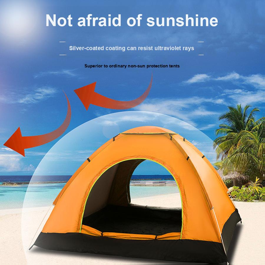 

Палатка для кемпинга на открытом воздухе - Ручная и автоматическая пружинная двухслойная/однослойная палатка для 1-4 человек 200*150*110 мандарин желтый