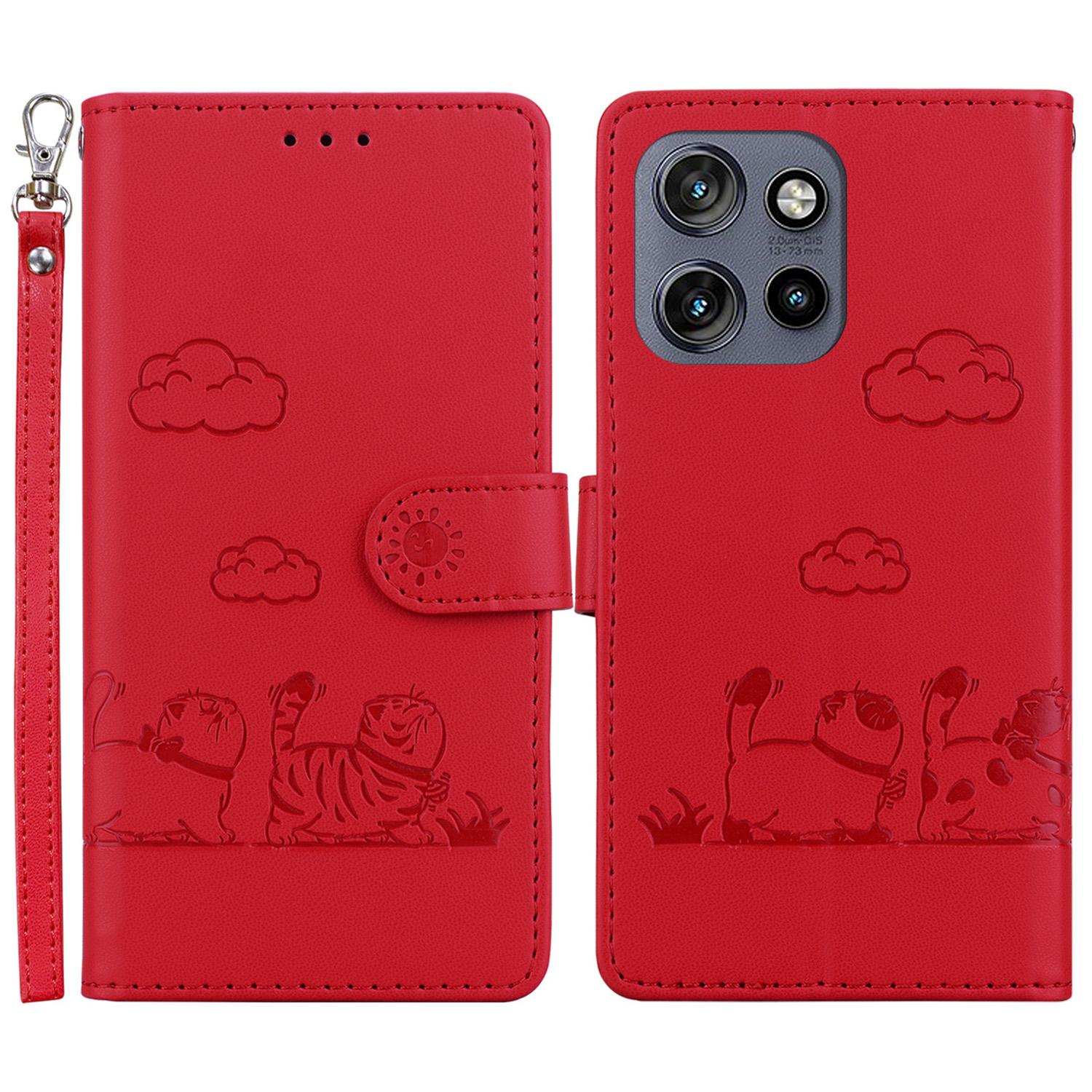 

For Motorola Edge 50 Neo 5G/Moto S50 5G/Thinkphone 25 5G Case RFID Blocking Kitten Pattern TPU+PU Leather Phone Cover C