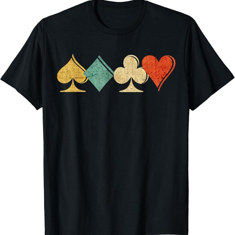 

Playing Cards Spade_ Heart_ Diamond_ Club_Casino T Shirt - Men s Summer Cotton Graphic Tee 5XL різнокольоровий