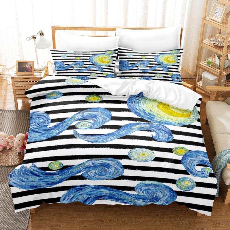 Bedding Kit Oil Painting Starry Sky Pattern Two-Piece Set 3D Digital Printing Three-Piece Set